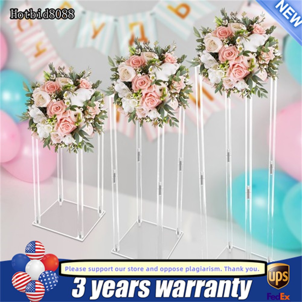 Clear Acrylic Flower Stand Tabletop Flower Plinth Column Vase Wedding Decoration