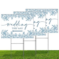 3 Pack 14.5” x 10.5” Wedding This Way Signs Double Sided Printed Wedding Dire…
