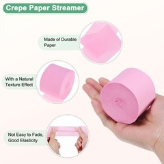 6-Rolls 492ft Crepe Paper Streamer for DIY [Pink-1.8 Inch x 82 Ft/Roll]