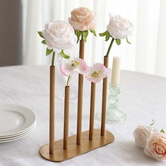 Gold 10″ Metal 5 Tubes Single Stem Flower Bud Vase Centerpiece Party Decorations
