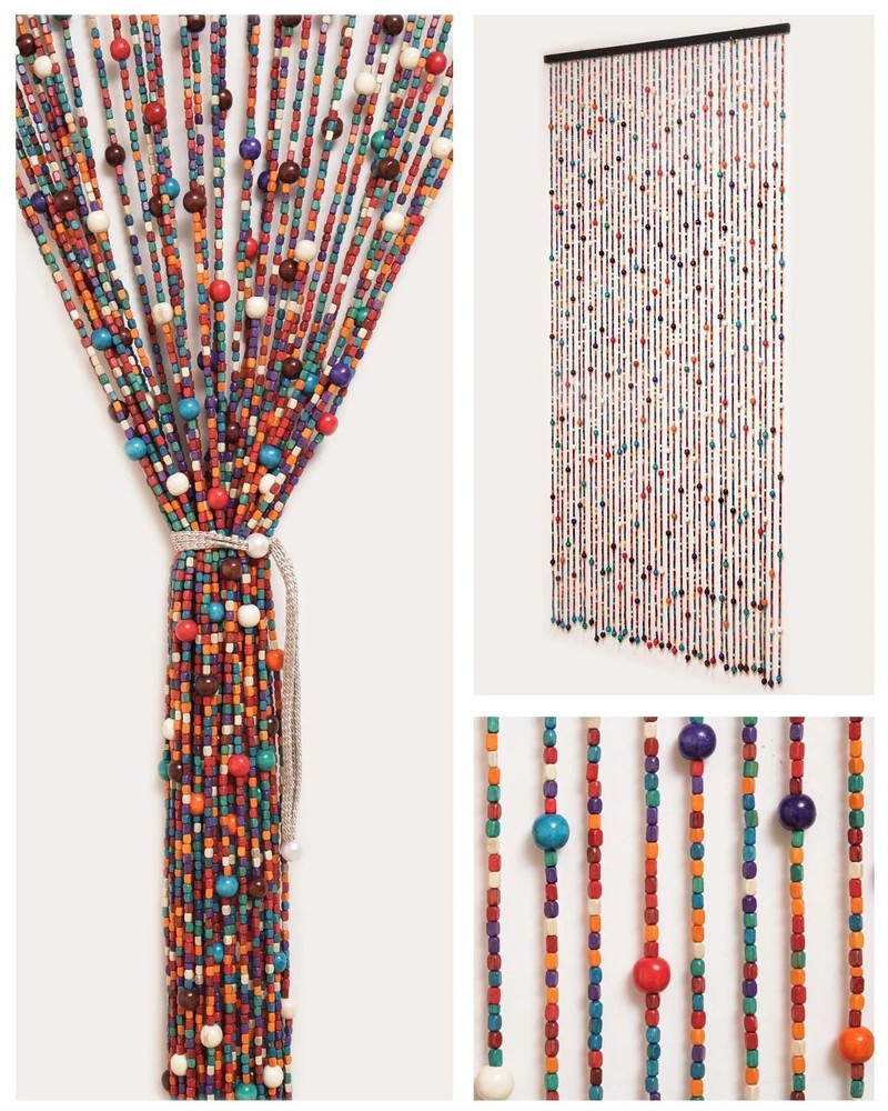 38 Strands Beaded Curtain for Doorways -35.4″x79″- Handmade Natural Beaded Cu…