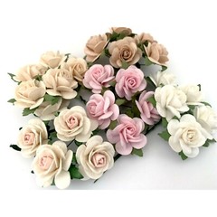 1″/2.5cm – Pick 6 tone Open Rose Paper Flowers Wedding Scrapbook Craft R6