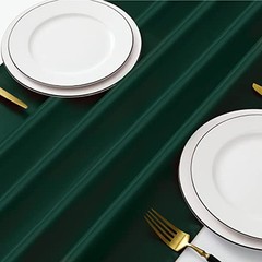 Manyshofu 4Pcs Satin Table Runner – 12 x 108 Inch 12″x108″, 4pcs Dark Green