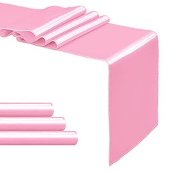 4 Pack Satin Table Runner 12 x 108 Inch Long Bright and Smooth Silk Pink