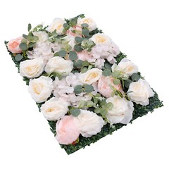 6Pcs Flower Wall Panel Rose Flower Backdrop Silk Fabric Floral Wall Mat 60x40cm