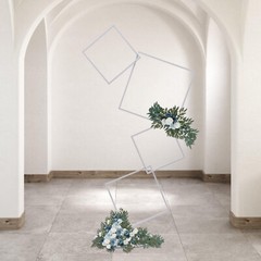 White Metal Flower Frame Weddings Square Backdrop Garland Plants Display Stand