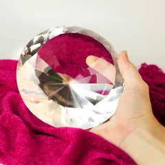 Huge Clear Crystal Diamond Paperweight Unique 6 inch, 150mm