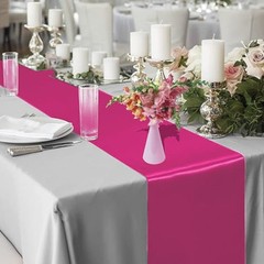 Rose Red Table Runner, 10 Pack Satin Table Runner 12 x 108 Inch Long Silk