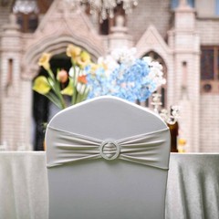 10 Silver Spandex CHAIR SASHES with Silver Round Buckles Wedding Light Gray