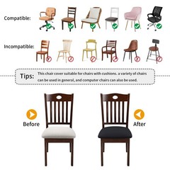 Stretch Chair Seat Covers 6 PCS, Removable Washable Dining Chair Covers Anti-…