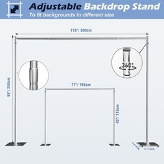 Heavy Duty Backdrop Stand, 8x10ft Pipe and Drape Backdrop Kit