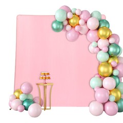 Metal Square Backdrop Stand 2 × 0.5 × 2 m Gold Frame With Pink Cover For Wedding
