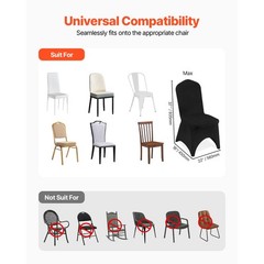 Uimoso 50PCS Black Stretch Spandex Chair Covers for Weddings and Events