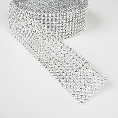 1.55″ 10FT 8rows Silver Diamond Sparkle Rhinestone Wrap Ribbon Wedding Decor