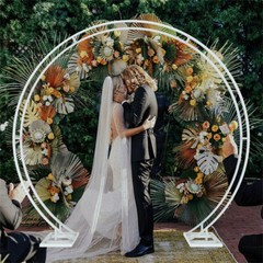 Round Wedding Arch Metal Hoop Garden Arbor for Floral Balloon Garland In/Outdoor