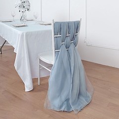 10 Dusty Blue Premium Chiffon Wide CHAIR SASHES Wedding Reception Decorations