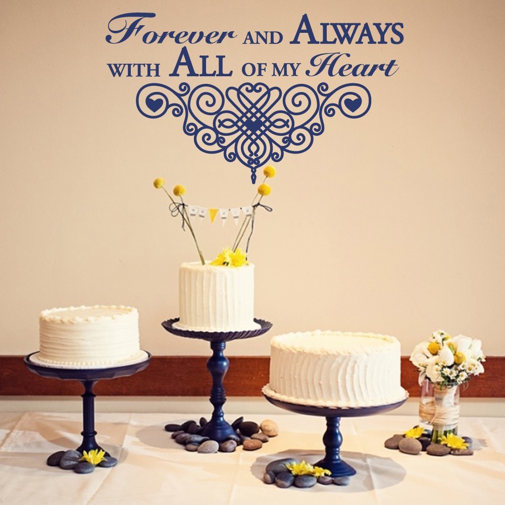 Forever & Always Wedding Wall Decor Vinyl Sticker Decal 13″h x 22″w