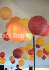 12X 12″round Chinese paper lanterns+ LED Light Wedding Party Floral decoration
