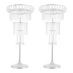 2Pc Silver Acrylic & Iron 4-Tier Free-Standing Flower Stand 82cm Wedding