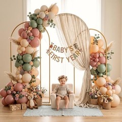 Gold Metal Arch Backdrop Stand 3-Piece Set, 6FT/5FT/4FT Wedding Arch Frame for P