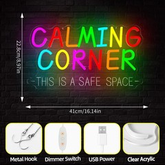 hhuohuona Calming Corner Neon Signs for Wall Decor Dimmable Safe Space Led Si…