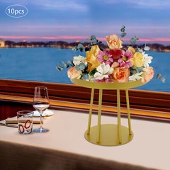 10Pcs 25/15cm Tall Gold Metal Flower Stand Circular for Table Centerpieces Decor