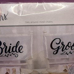 Hobby Lobby Satin Bride 👰 & Groom 🤵 White Chair Sashes Wedding Signs 💋