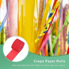 6-Rolls 492ft Crepe Paper Streamer for DIY [Red-1.8 Inch x 82 Ft/Roll]