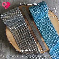 4.75″ Diamond Square Pearl Flower Bead Mesh Wrap Crystal Rhinestone Ribbon Roll