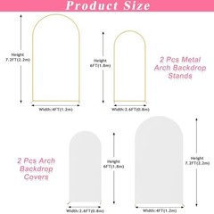 Arch Backdrop Stand and Cover Set of 2, Arch Stand with Cover 6FT,7.2FT White