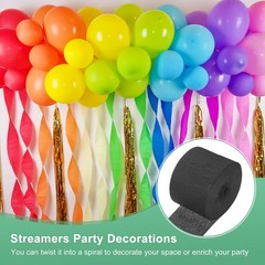 8-Rolls 656ft Crepe Paper Streamer for DIY [Black-1.8 Inch x 82 Ft/Roll]