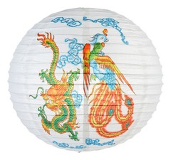 SET of 4 Chinese 16″ Round Paper Lantern Dragon Phoenix Home Wedding Party Decor