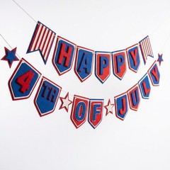 Patriotic Felt Pennant Banner Red White Blue for July 4th Celebrations