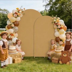 Brown Arch Covers 7.2 & 6ft Spandex Arch Cover Khaki Wedding Arch Cover Set of 2