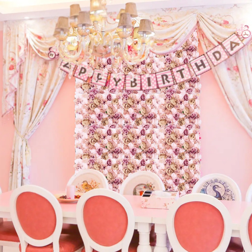 6 Pcs Artificial Flower Wall Panels Backdrop Bouquet Wedding Party Home Decor~