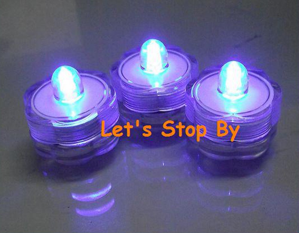 12 Purple LED SUBMERSIBLE Wedding Waterproof Floralytes Decoration Tea Light