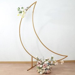 6.5 ft Gold Metal Crescent Moon Wedding Arch Backdrop Stand Party Decorations