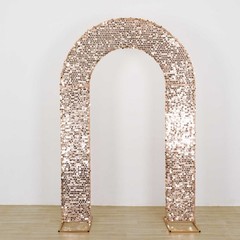 8ft BLUSH Fitted Big Payette Sequin Open Arch Double Sided STAND COVER Party