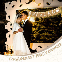 Engagement Party Decorations Engaged Banner LED Fairy Lights for Outdoor Decor