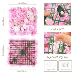 Artificial Silk Flower Wall Panel Pink Decorative Floral Pink&flower1