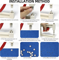 Troyune Pearl Setting Machine, Pearl Hand Press Tools with White Pearl Beads, Ri