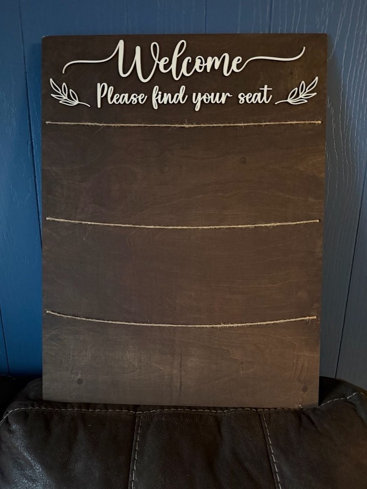 Rustic 3D Wooden Wedding Seating Chart Sign with Jute String