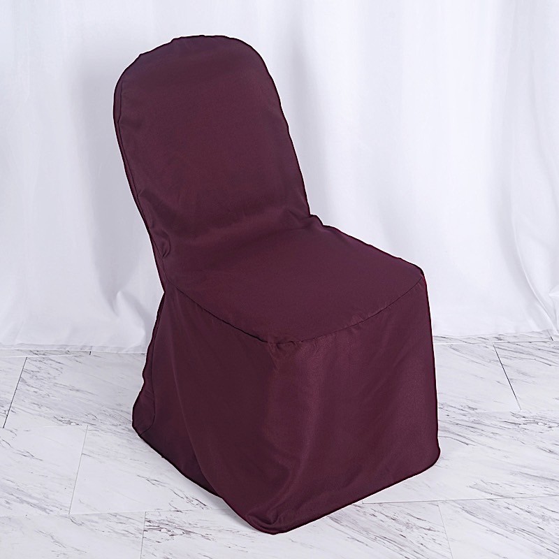 100 pcs Burgundy POLYESTER BANQUET CHAIR COVERS Wedding Reception Decorations