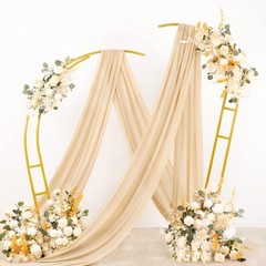 Wedding Arch Draping Fabric 1 Panel 29″ x 19Ft Champagne Sheer Chiffon Curtain