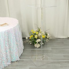 46″ Clear Acrylic Flower Display Stand Square Top and Base Party Decorations