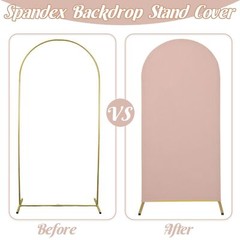 Fivenl Spandex Fitted Wedding Arch Cover, Cameo Brown, 7.2FT Round Top Chiara…