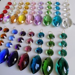 10Pcs Horse Eye Crystal Lamp Prism Pendant Gold rings Chandelier Hang Suncatcher