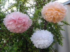 12x pink peach white tissue paper pom poms wedding party baby shower decorations