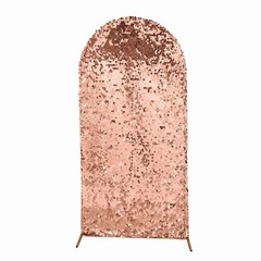 7 ft BLUSH Payette Sequin Fitted Round Top Wedding Arch STAND COVER Party Events
