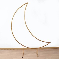 6.5 ft Gold Metal Crescent Moon Wedding Arch Backdrop Stand Party Decorations